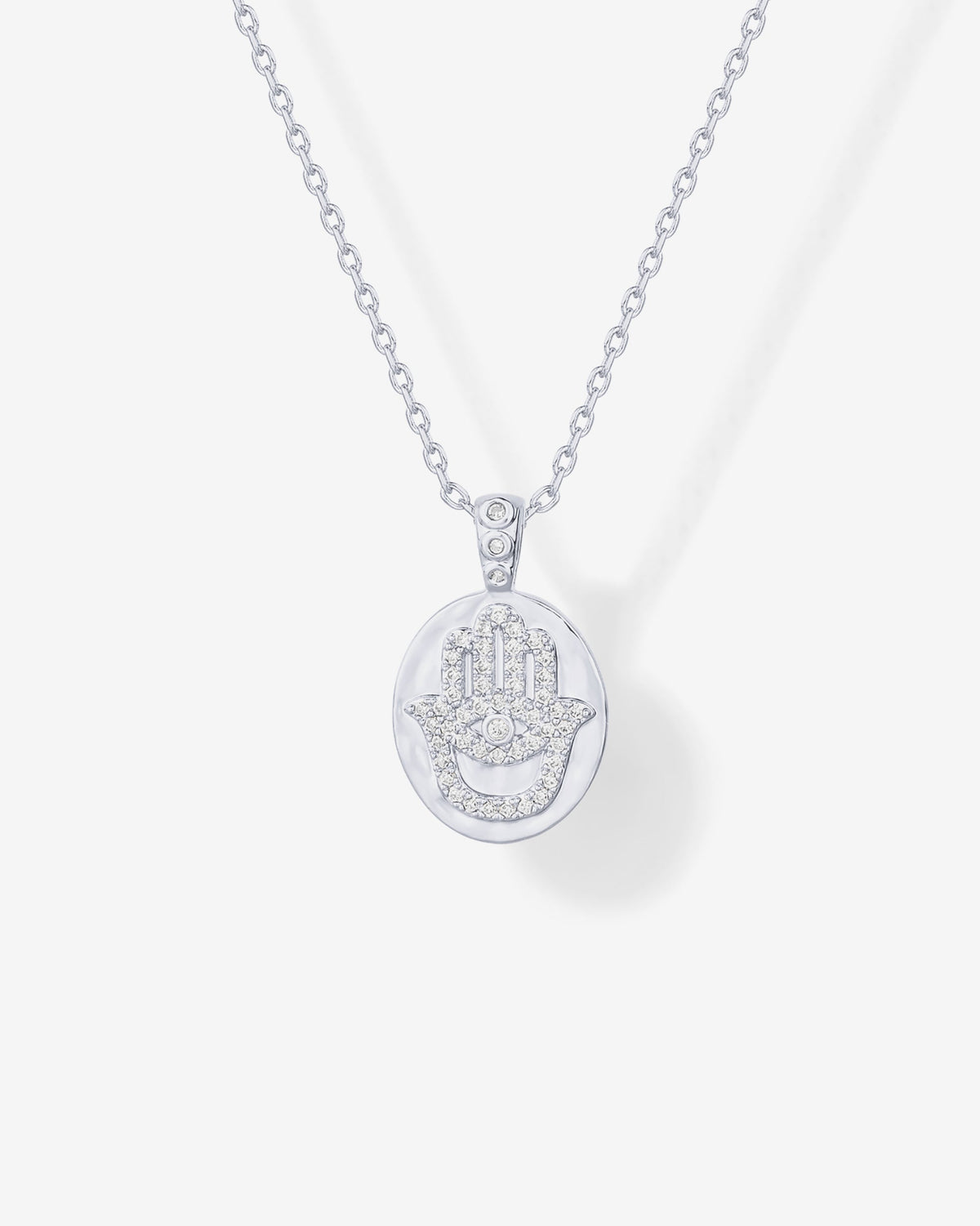 Hammered Coin Hamsa Pendant