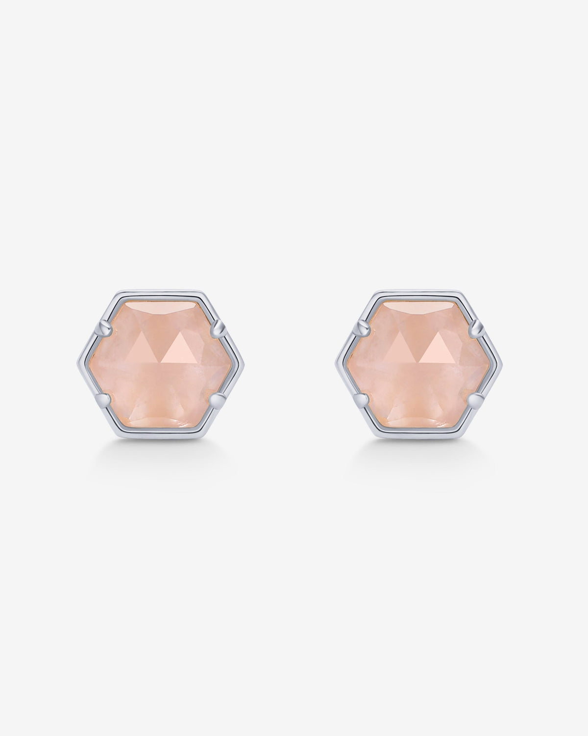 Hexagon Gemstone Stud Earrings
