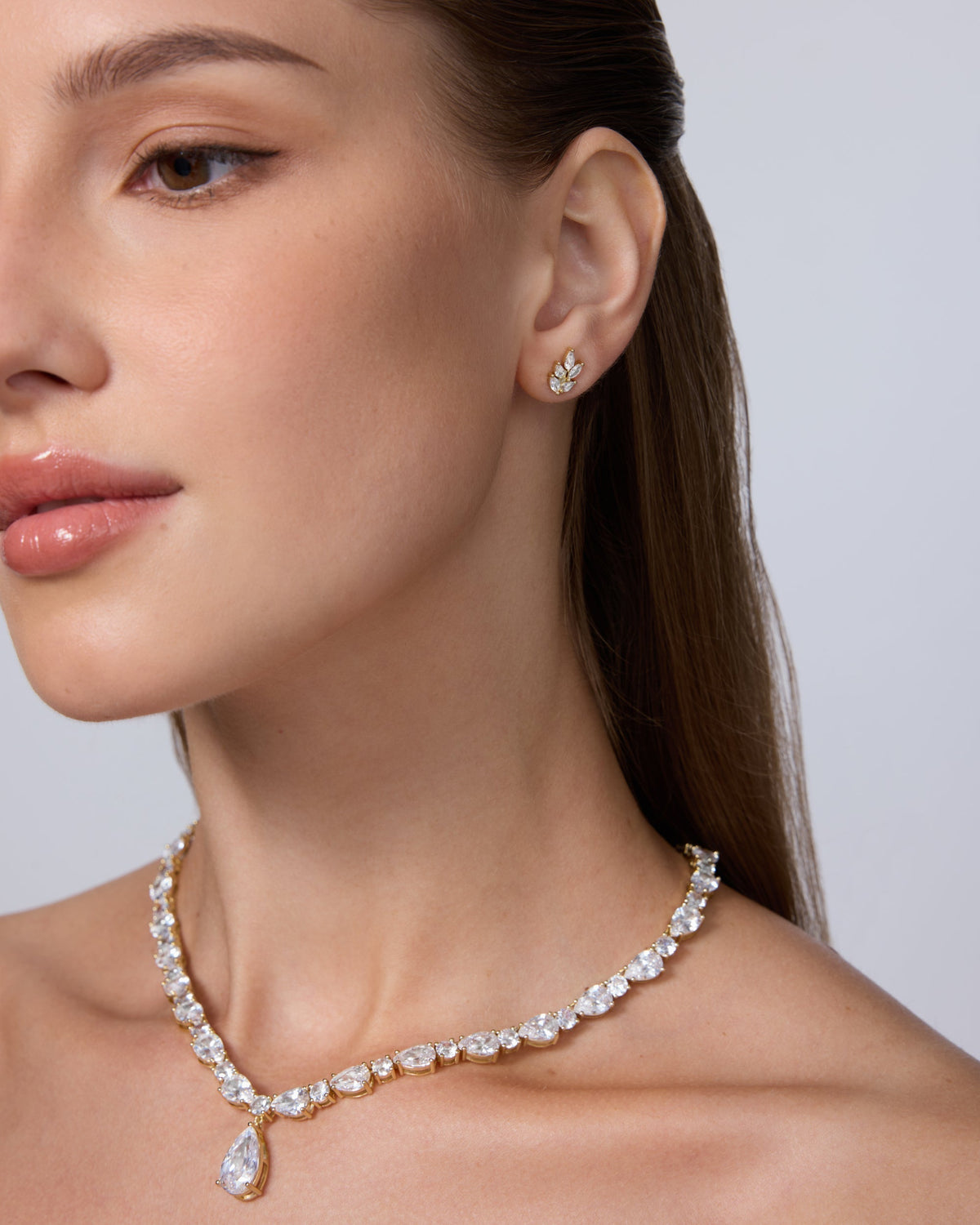 Pear Leaf Bridal Stud Earrings