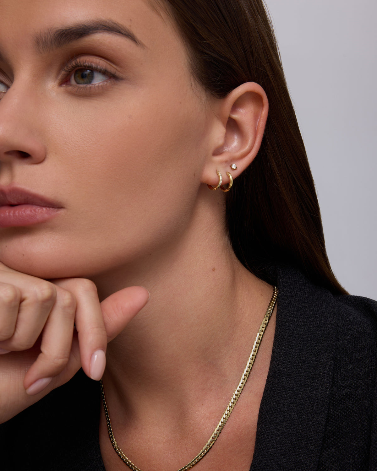Studs & Huggie Hoop Earrings Set