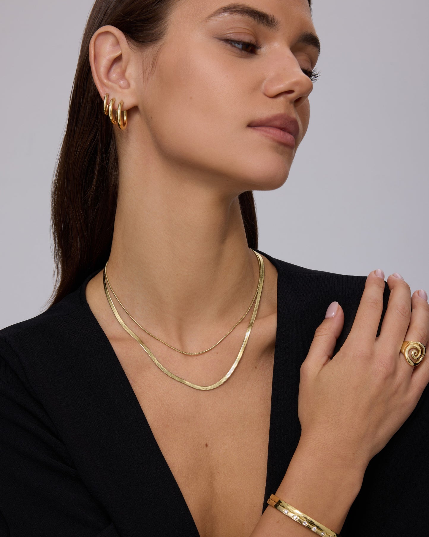 Thin Hoop Earrings Set