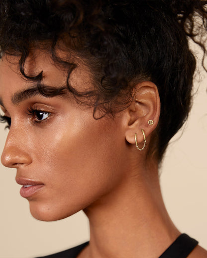 Double Huggie Dangle Chain Earrings