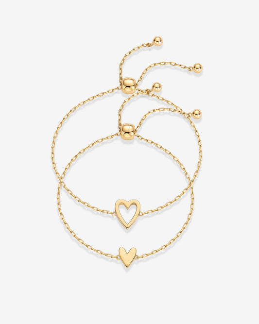 Heart Duo Charm Solitaire Bracelet