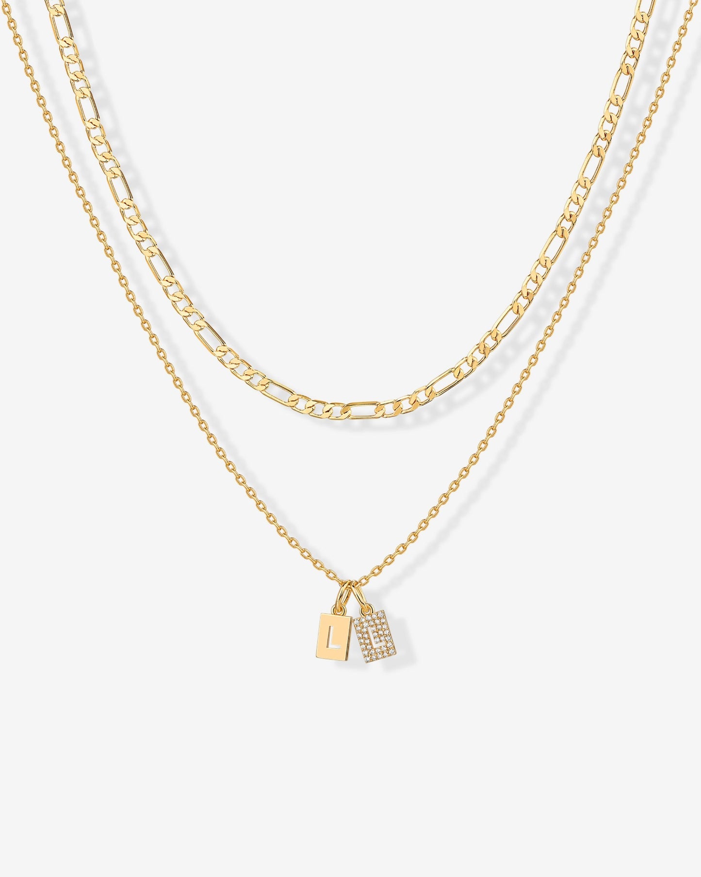 Double Initial Tag Necklace