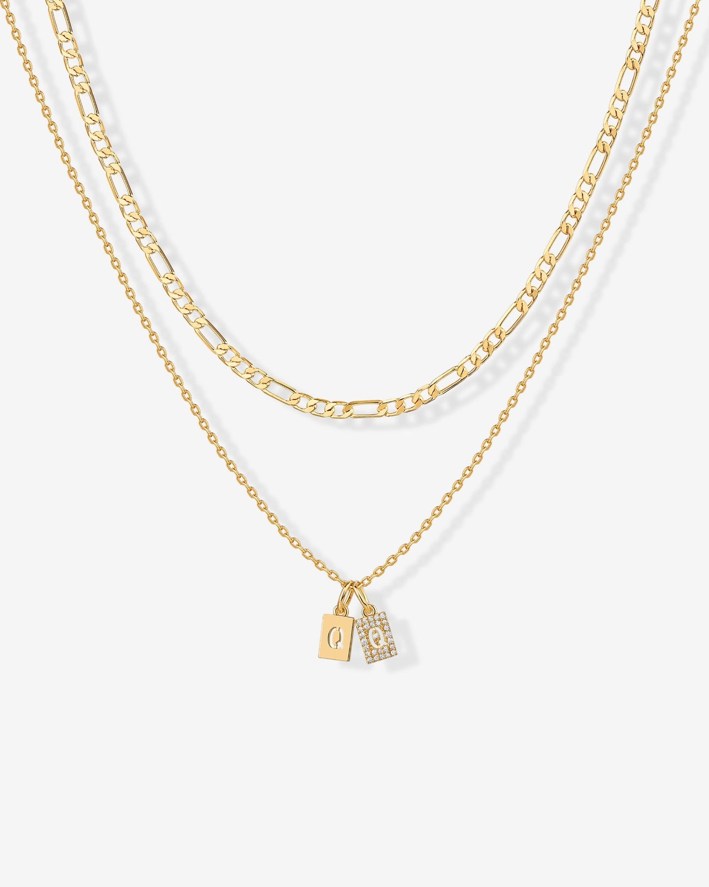 Double Initial Tag Necklace