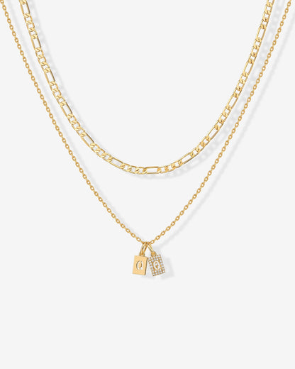Double Initial Tag Necklace