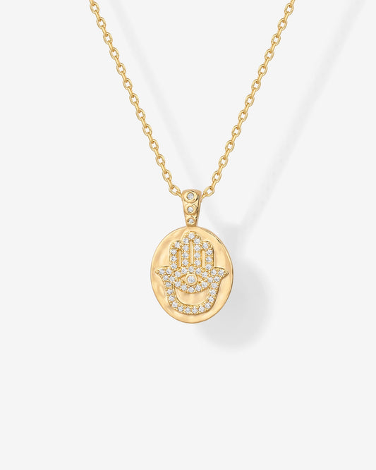 Hammered Coin Hamsa Pendant