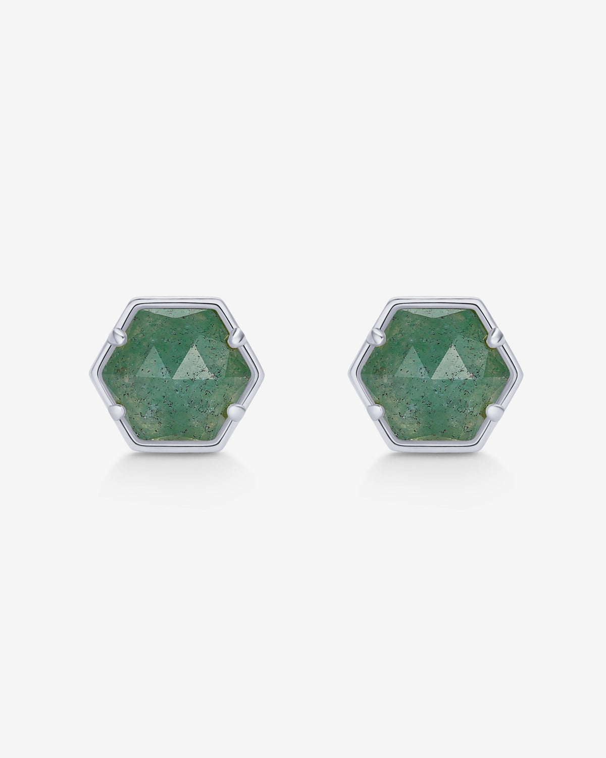 Hexagon Gemstone Stud Earrings