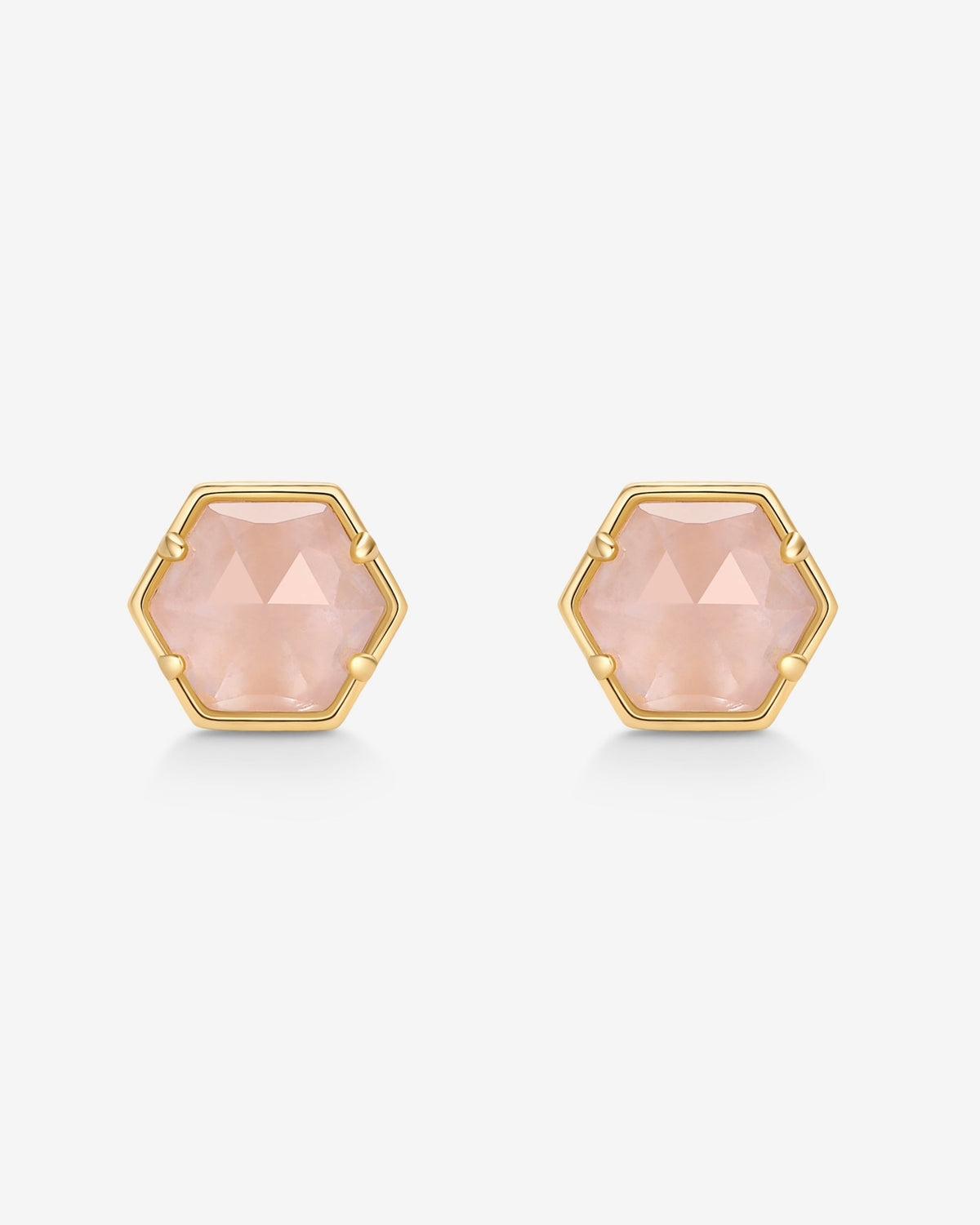 Hexagon Gemstone Stud Earrings