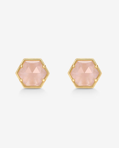 Hexagon Gemstone Stud Earrings