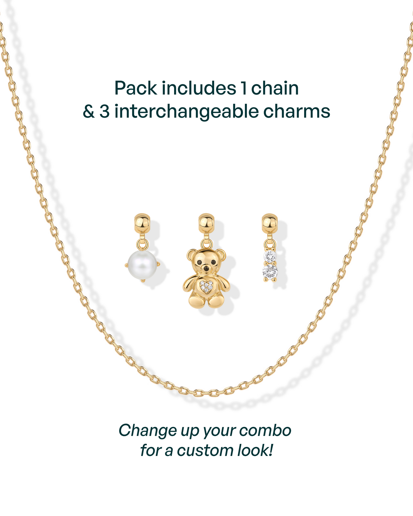 Whimsy Teddy Bear Charm Necklace