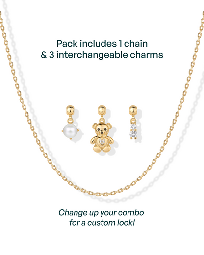 Whimsy Teddy Bear Charm Necklace