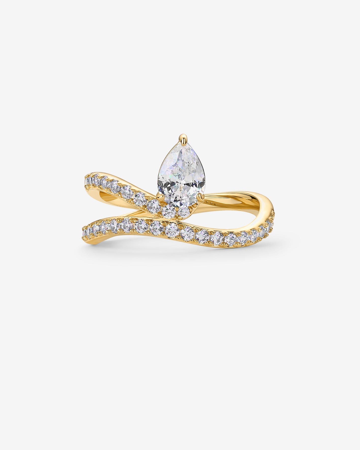 Charming Pear Cubic Zirconia Wavy Ring