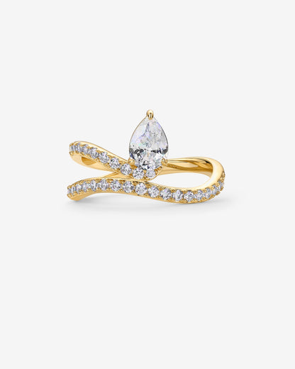 Charming Pear Cubic Zirconia Wavy Ring