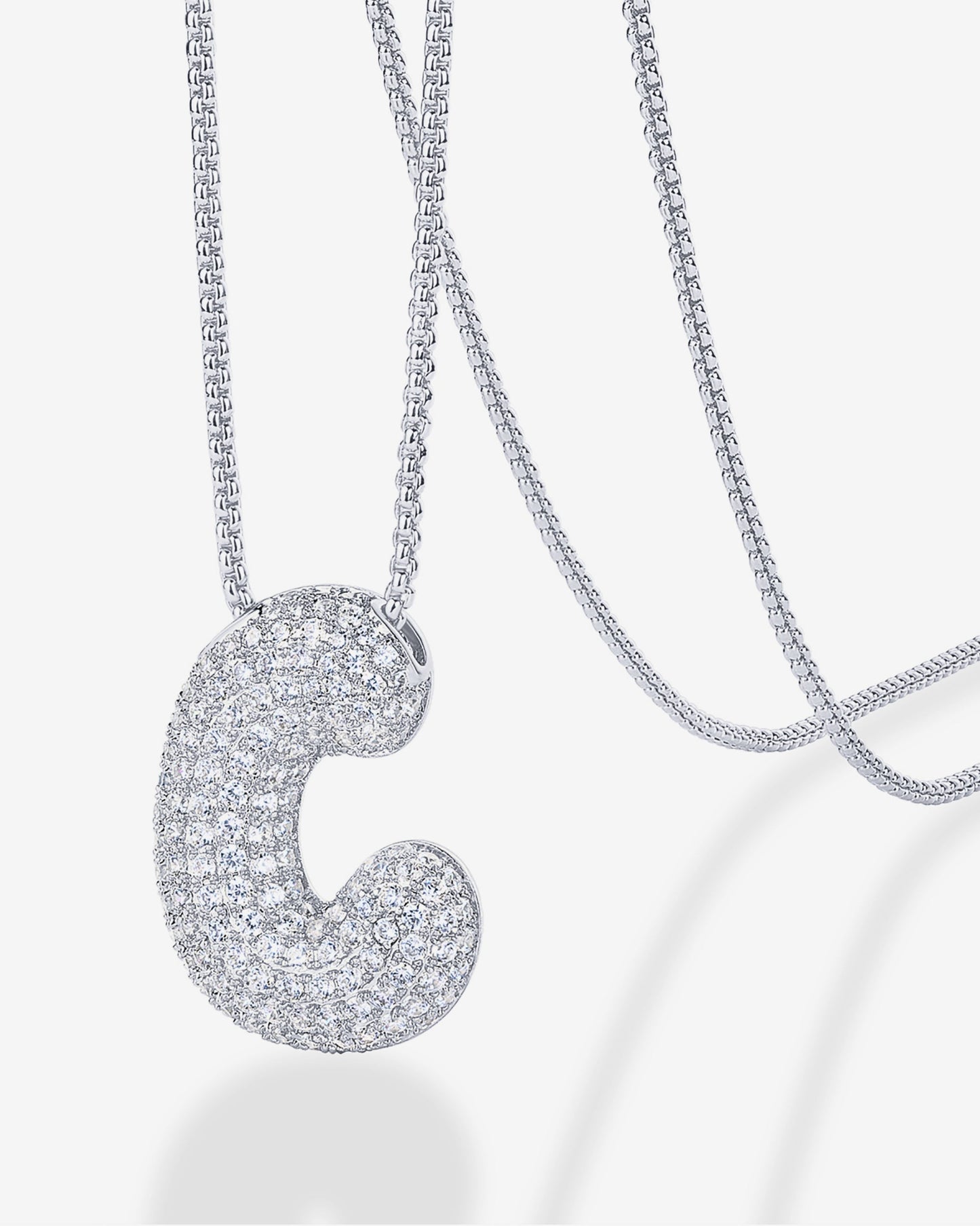 Sparkling Bubble Letter Pendant Necklace