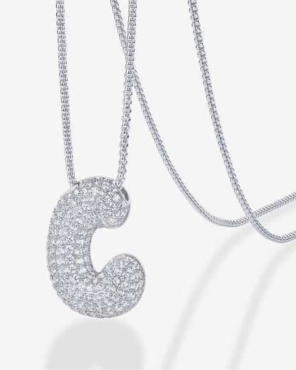 Sparkling Bubble Letter Pendant Necklace
