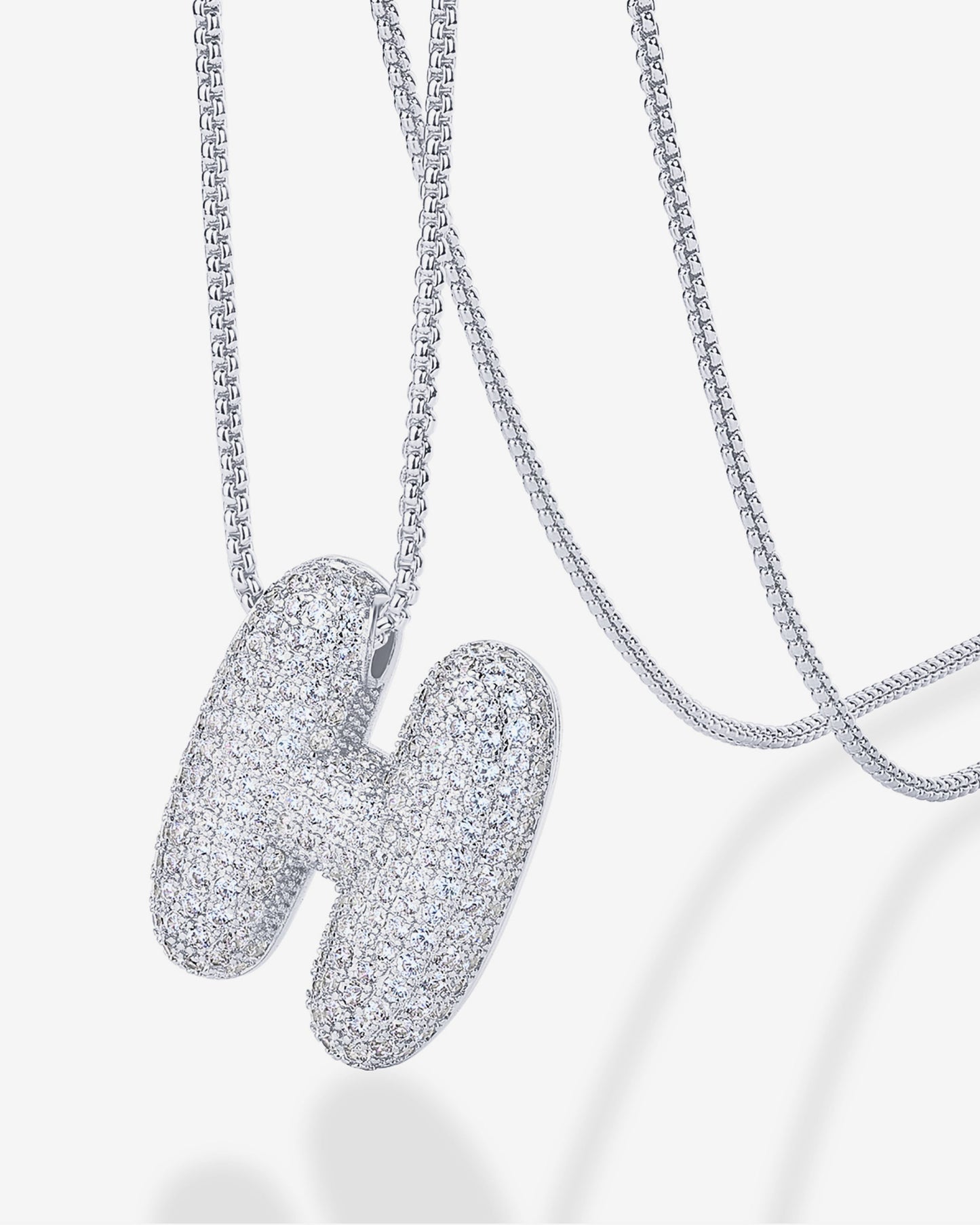 Sparkling Bubble Letter Pendant Necklace