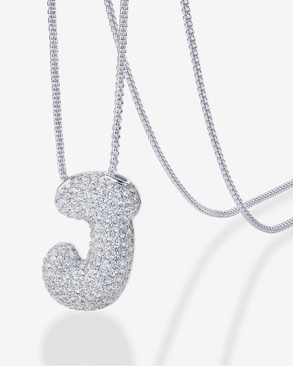 Sparkling Bubble Letter Pendant Necklace