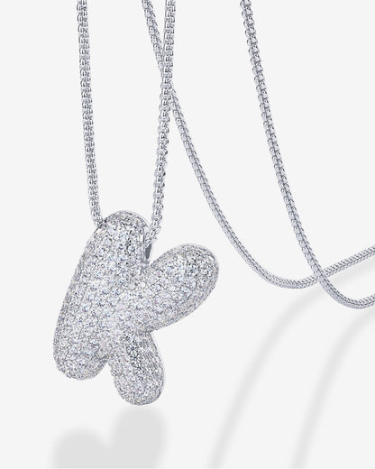 Sparkling Bubble Letter Pendant Necklace
