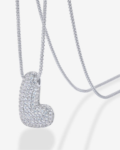 Sparkling Bubble Letter Pendant Necklace