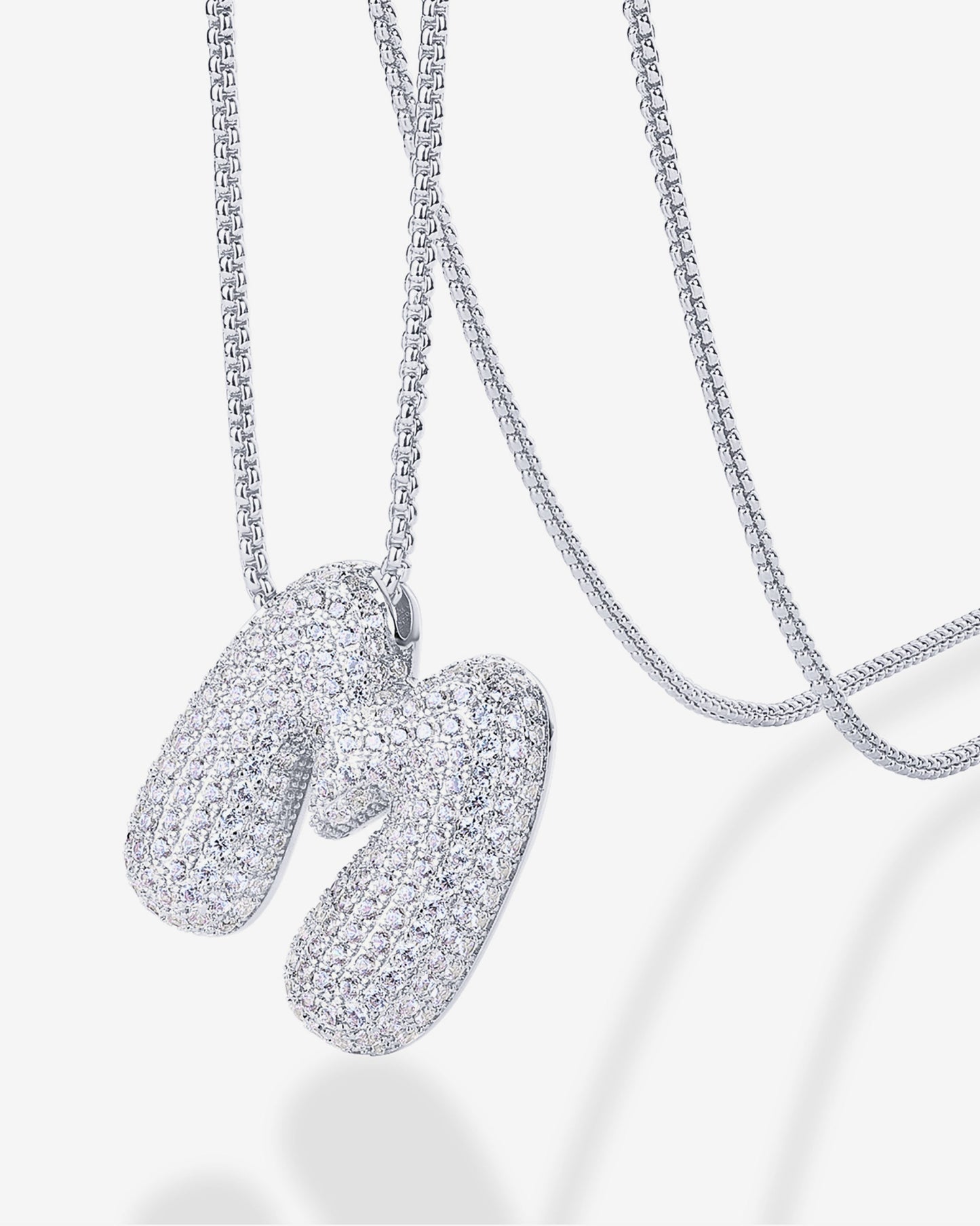 Sparkling Bubble Letter Pendant Necklace