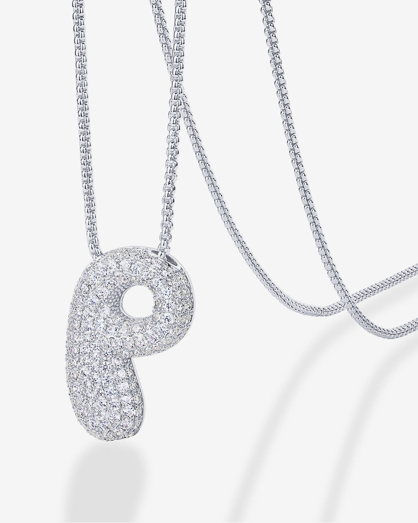Sparkling Bubble Letter Pendant Necklace