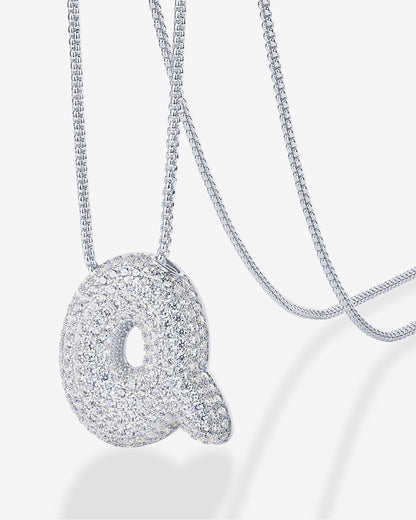 Sparkling Bubble Letter Pendant Necklace