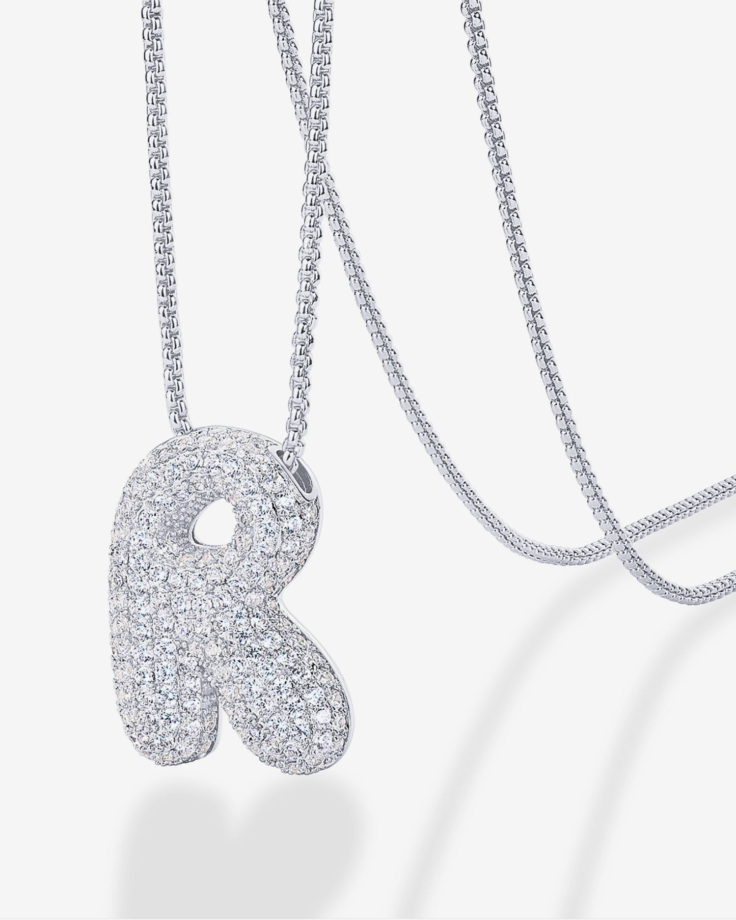 Sparkling Bubble Letter Pendant Necklace