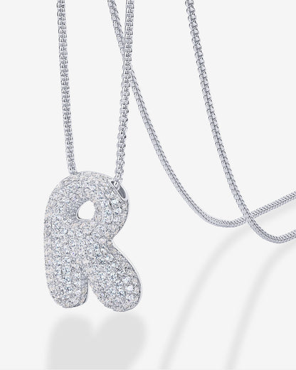 Sparkling Bubble Letter Pendant Necklace