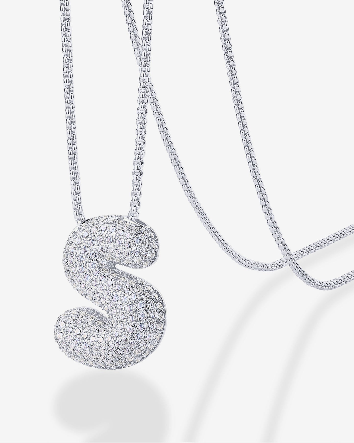 Sparkling Bubble Letter Pendant Necklace