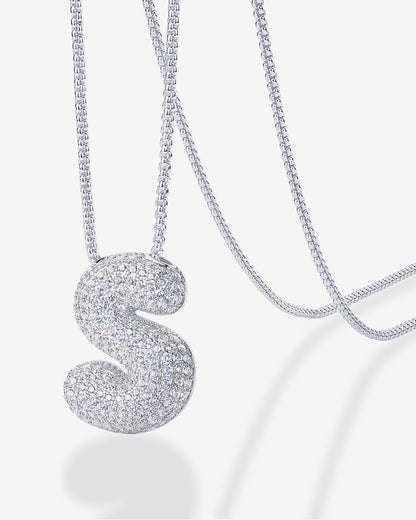Sparkling Bubble Letter Pendant Necklace