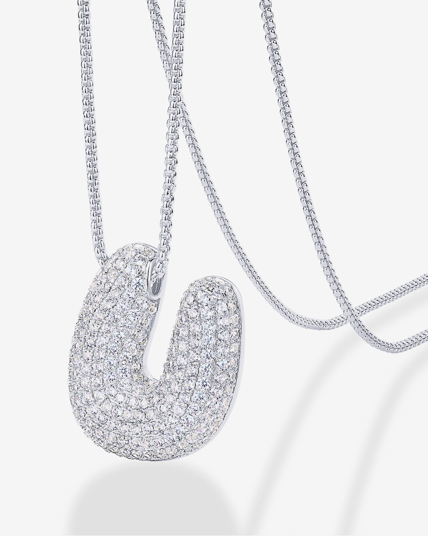 Sparkling Bubble Letter Pendant Necklace