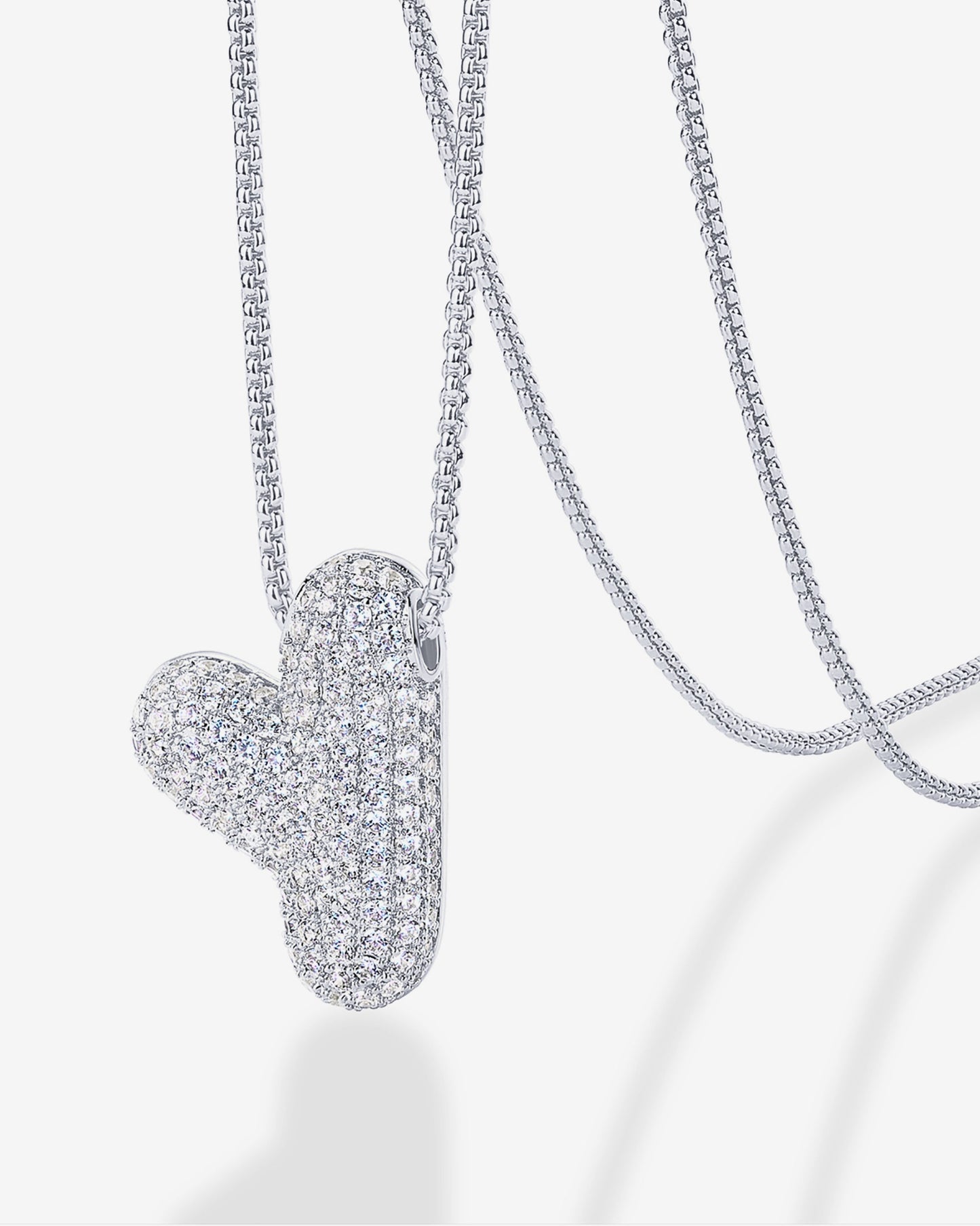 Sparkling Bubble Letter Pendant Necklace
