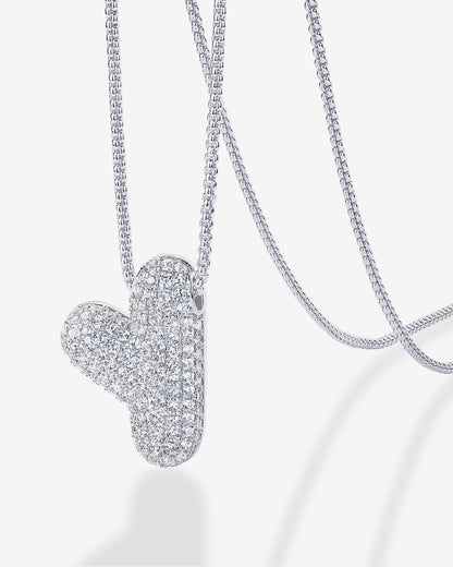 Sparkling Bubble Letter Pendant Necklace
