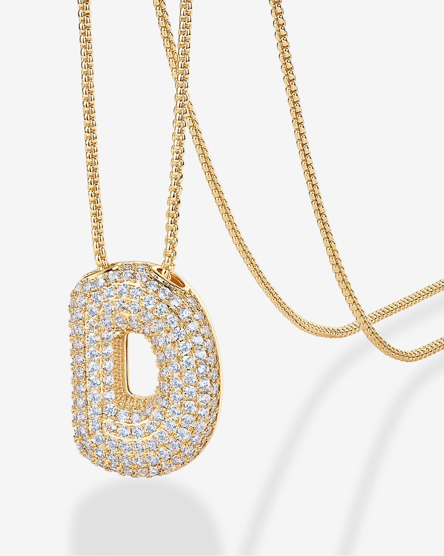 Sparkling Bubble Letter Pendant Necklace