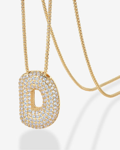Sparkling Bubble Letter Pendant Necklace