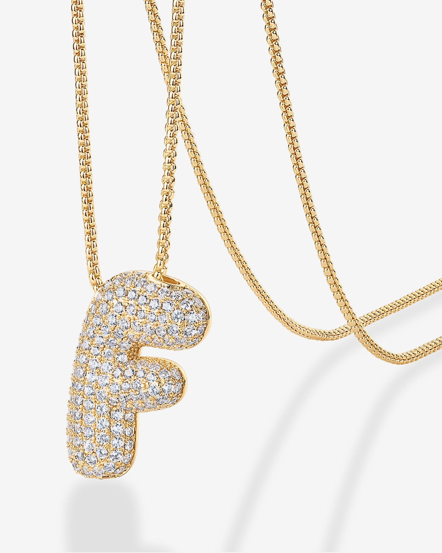 Sparkling Bubble Letter Pendant Necklace