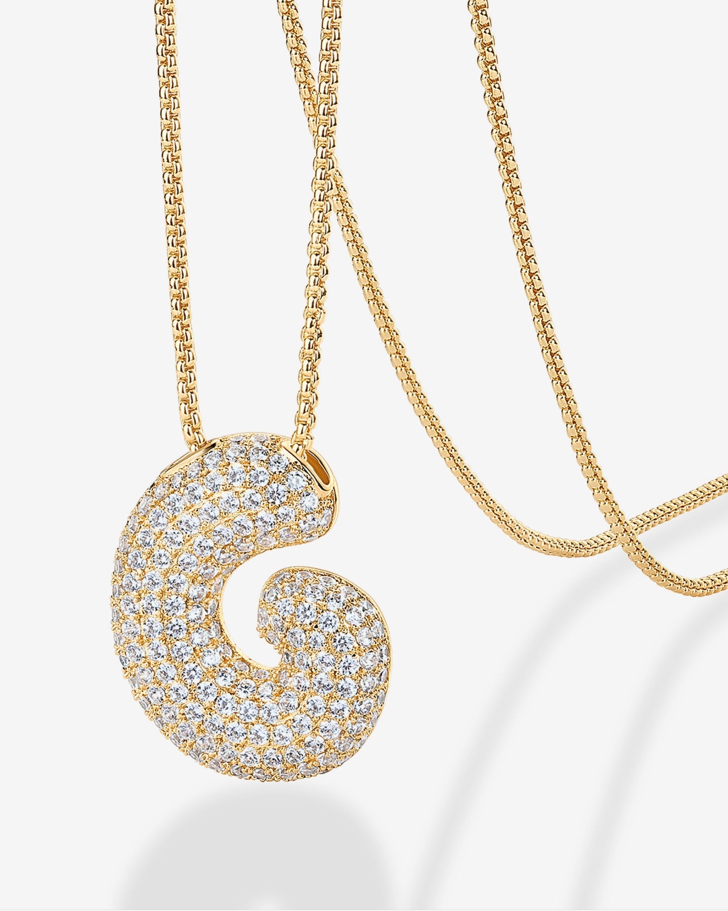 Sparkling Bubble Letter Pendant Necklace