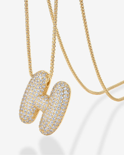 Sparkling Bubble Letter Pendant Necklace
