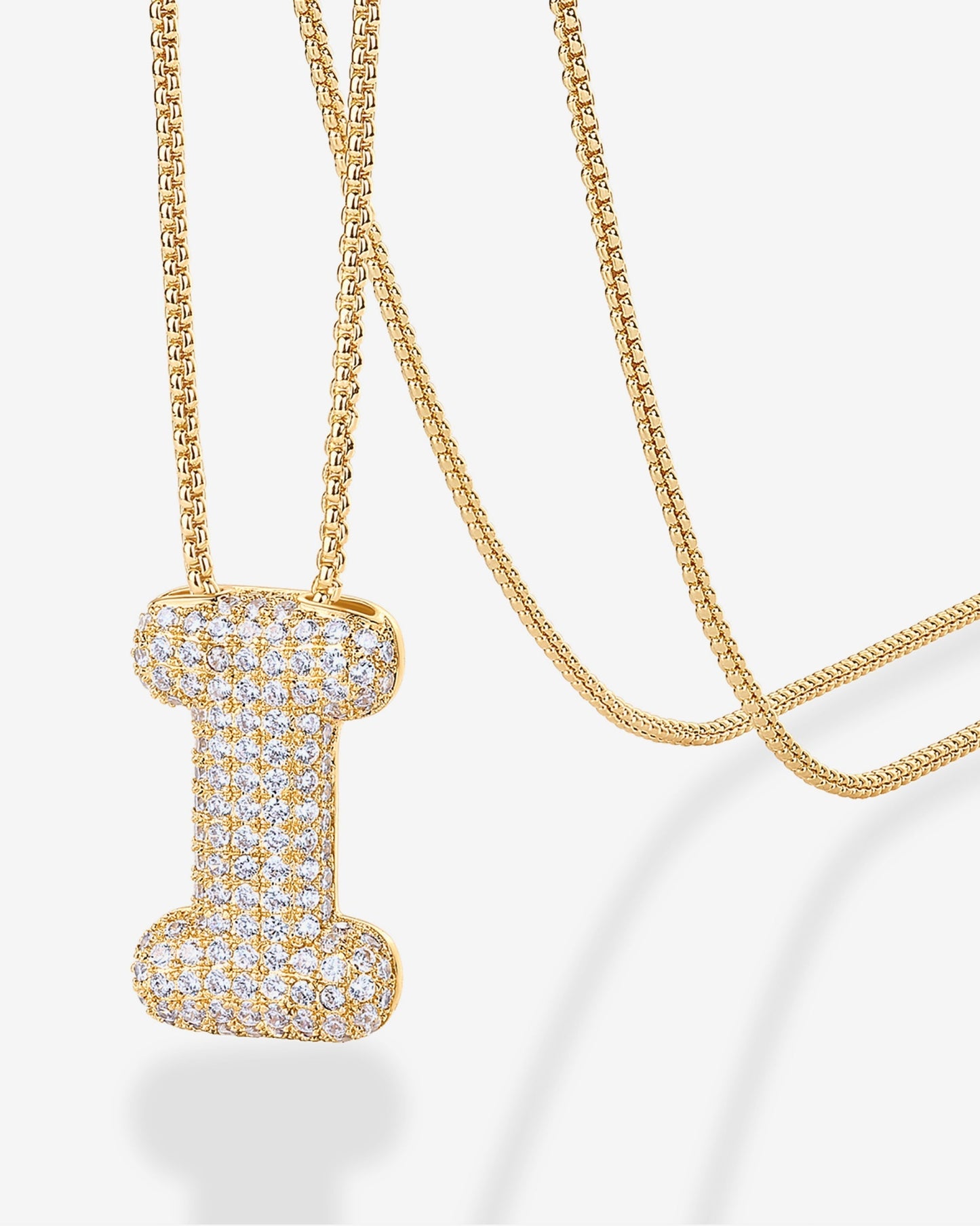Sparkling Bubble Letter Pendant Necklace