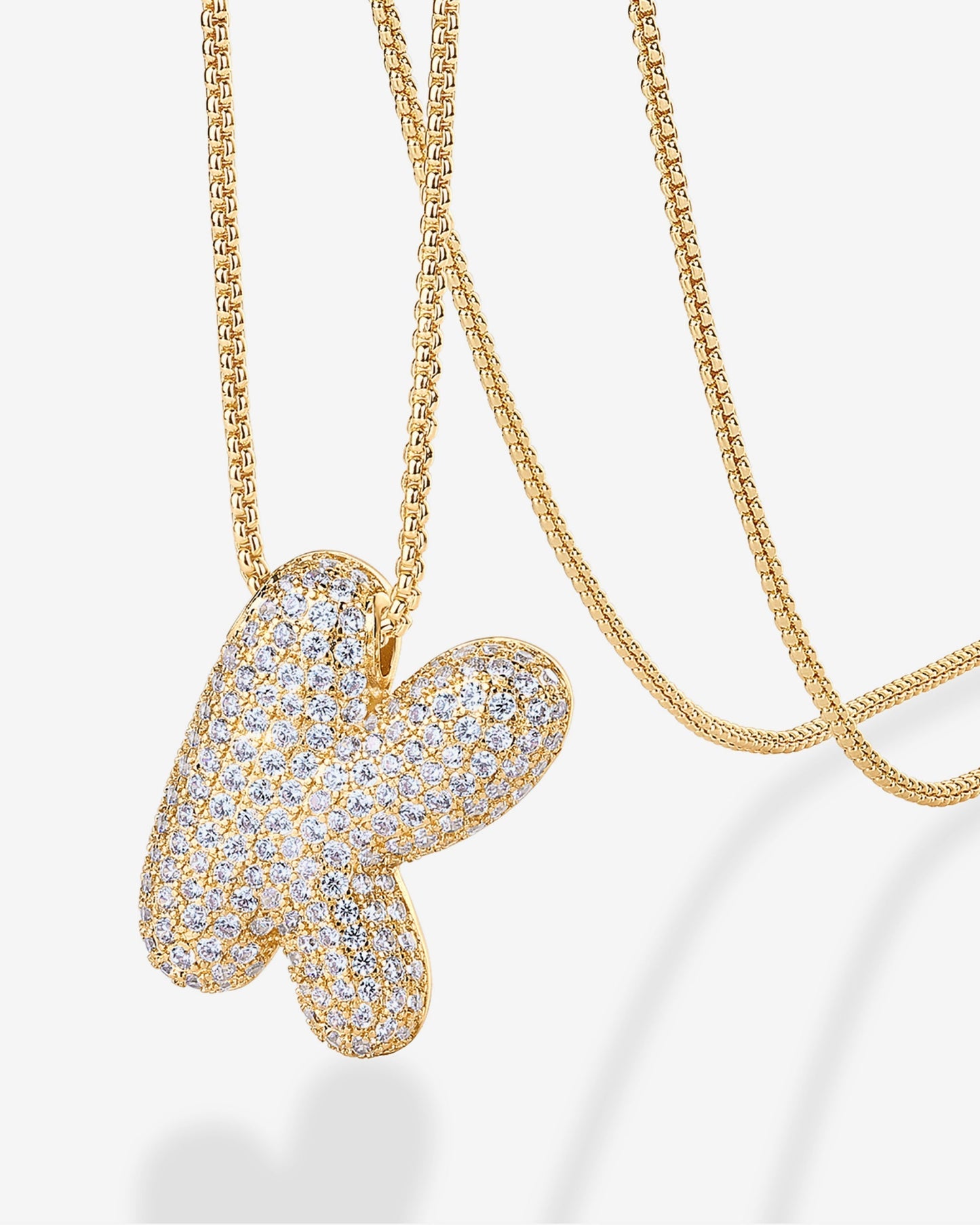 Sparkling Bubble Letter Pendant Necklace