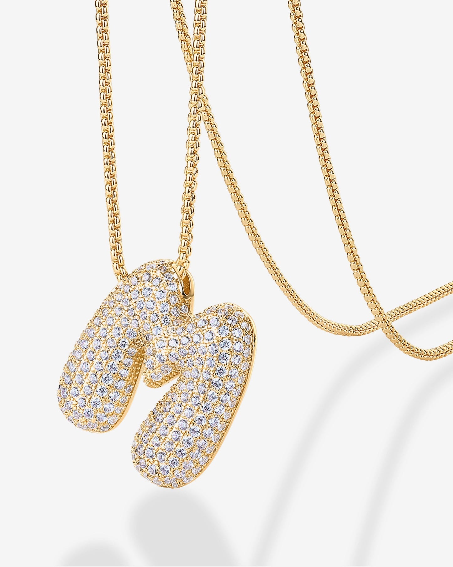 Sparkling Bubble Letter Pendant Necklace