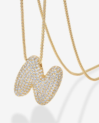 Sparkling Bubble Letter Pendant Necklace