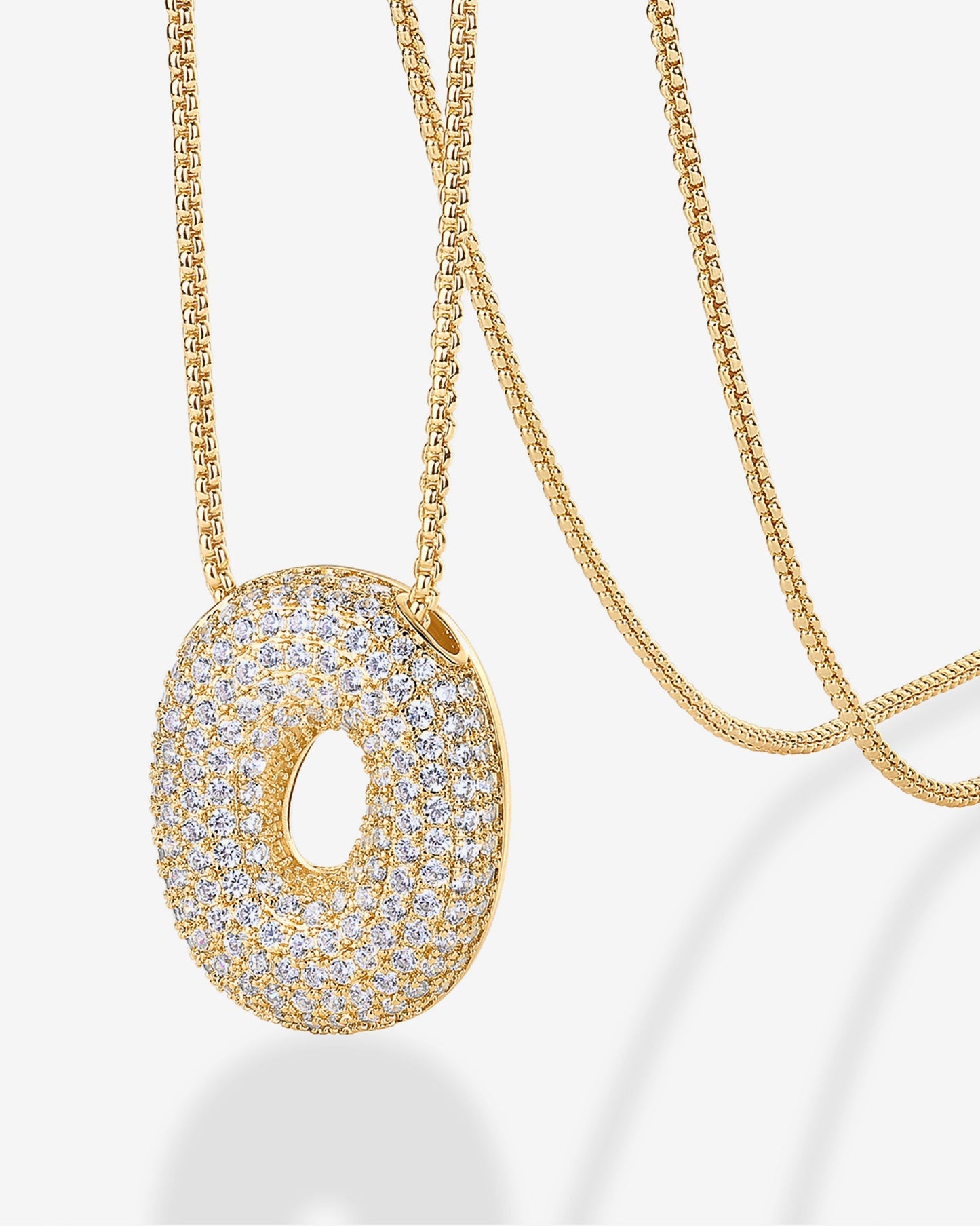 Sparkling Bubble Letter Pendant Necklace