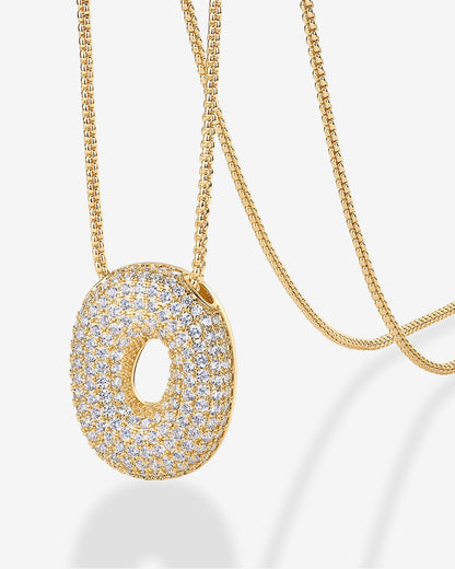 Sparkling Bubble Letter Pendant Necklace