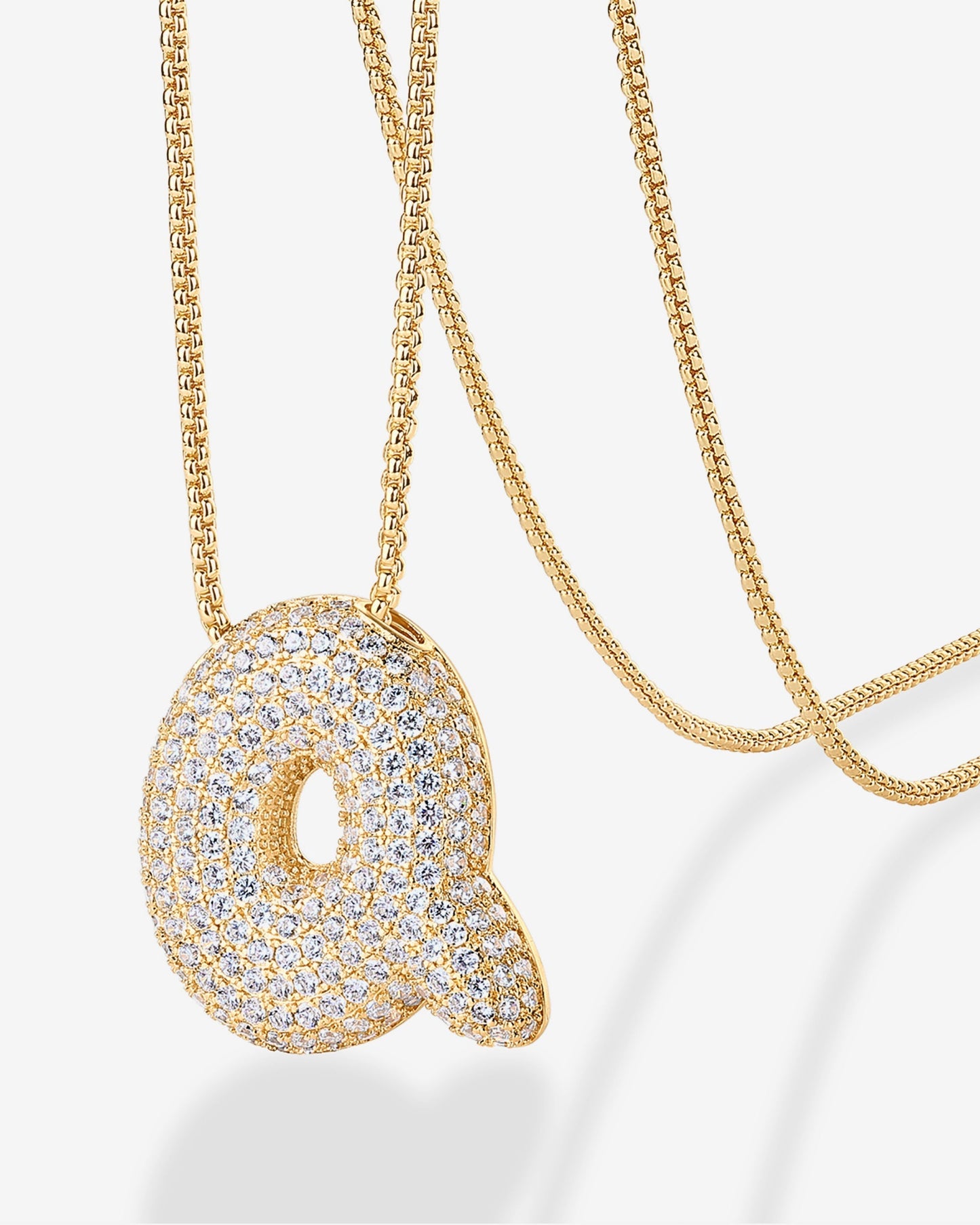 Sparkling Bubble Letter Pendant Necklace