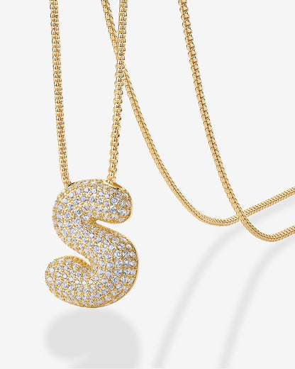 Sparkling Bubble Letter Pendant Necklace