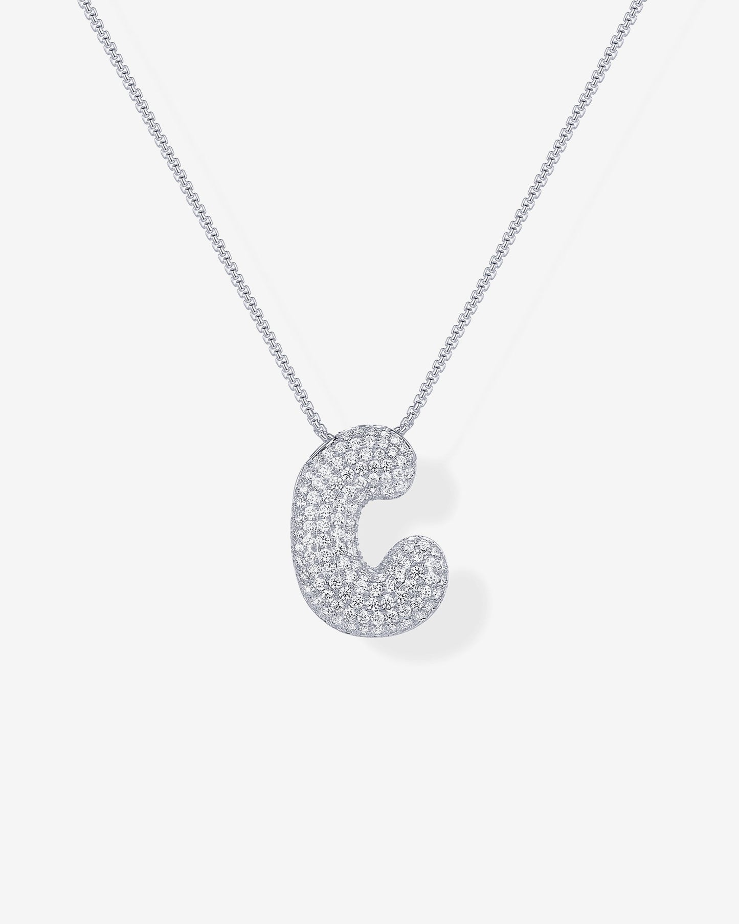 Sparkling Bubble Letter Pendant Necklace