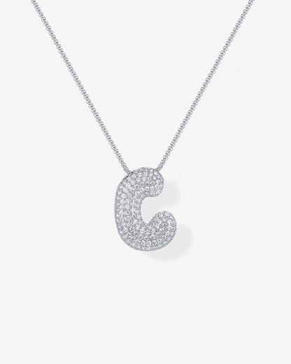 Sparkling Bubble Letter Pendant Necklace