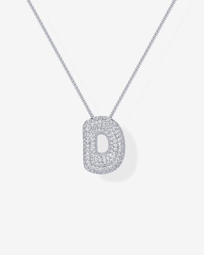 Sparkling Bubble Letter Pendant Necklace